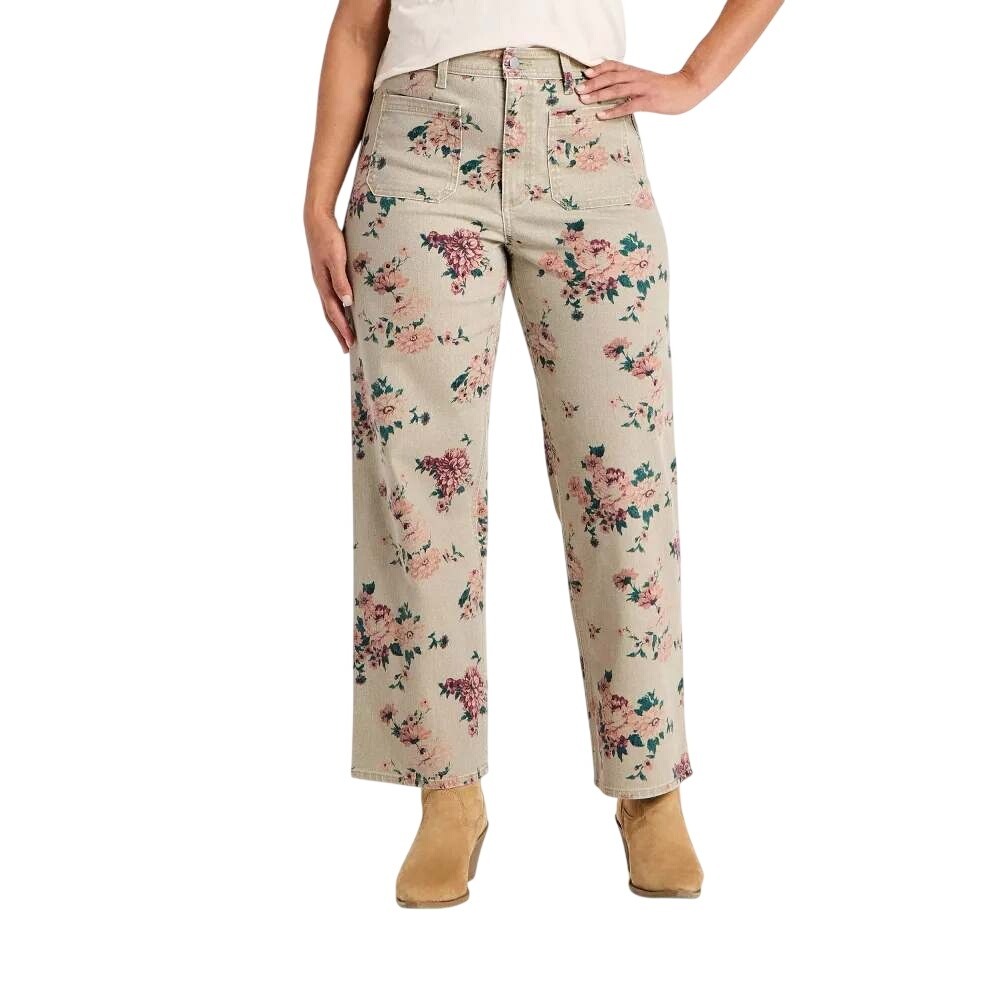 Universal Thread Women's Tan Floral Sailor Straight Leg Pants Size 16R